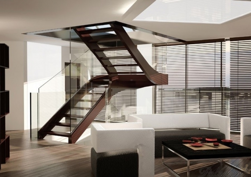 Snímek zobrazující moderní schodiště