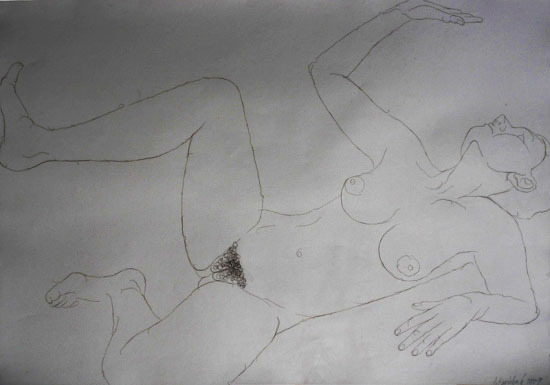 obraz z chloupků ženských ohanbí.