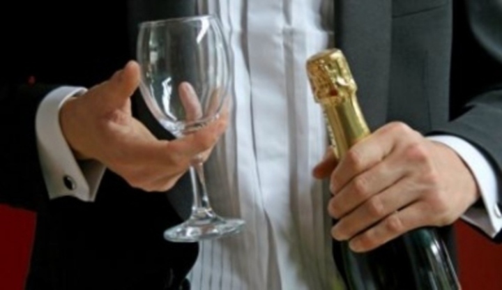 muž, oblek, ples, šampaňské, ruce