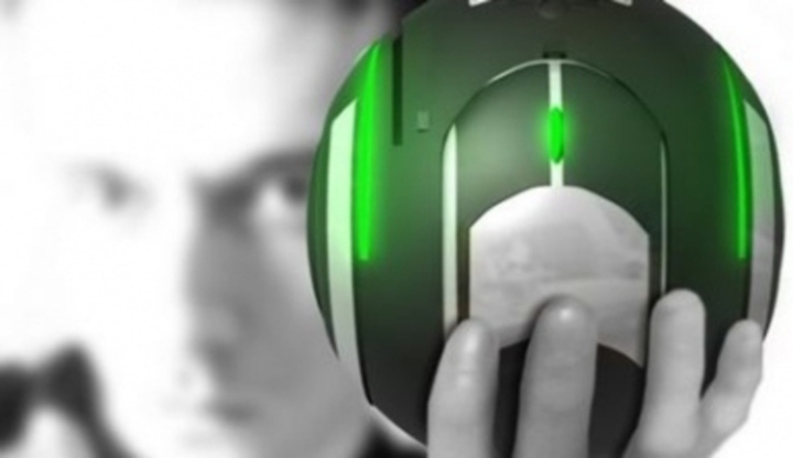 E-Ball – počítač budoucnosti Černobílá fotografie zachycující E-Ball