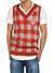 Pletené pánská vesta v bílo-červené barvě