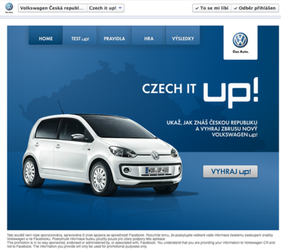 Chceš nového Volkswagena? Tak hraj! Propagační leták k osobnímu automobilu