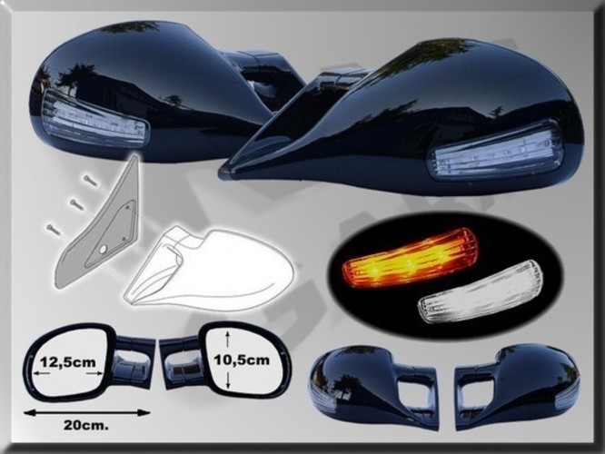 Nová zrcátka pro plechového miláčka Fotografie zachycující automobilová zrcátka