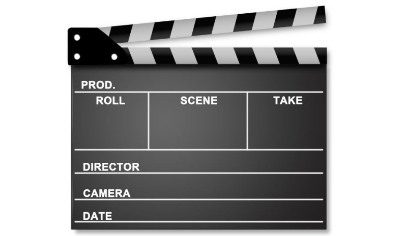 Černobílá fotografie filmové klapky