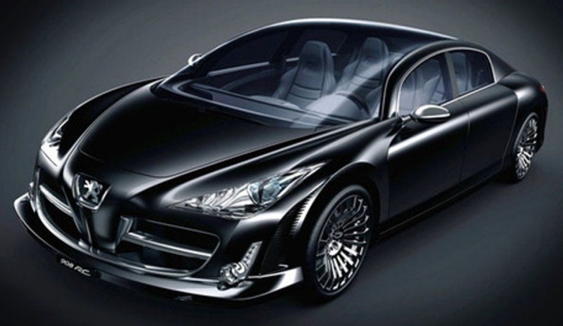 Osobní automobil černé barvy Peugeot 908 RC