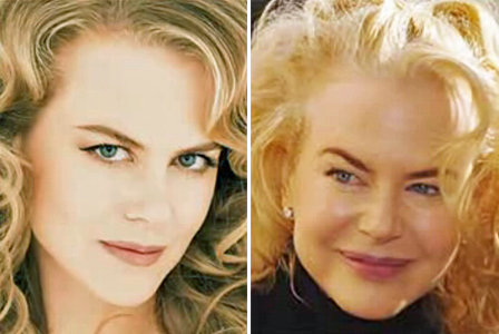 Snímek Nikol Kidman za mlada a dnes