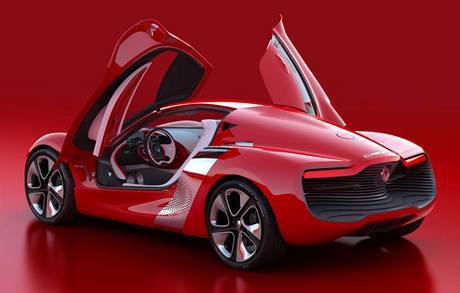 Sportovní automobil červené barvy Renault DeZir