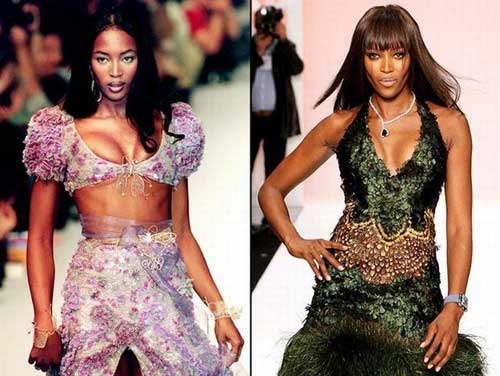 Naomi Campbell před léty a dnes